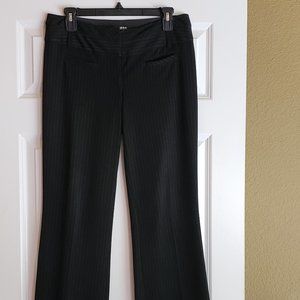 Express Editor Wide Waistband Flare Pants - Blk w/Thin Pinstripe